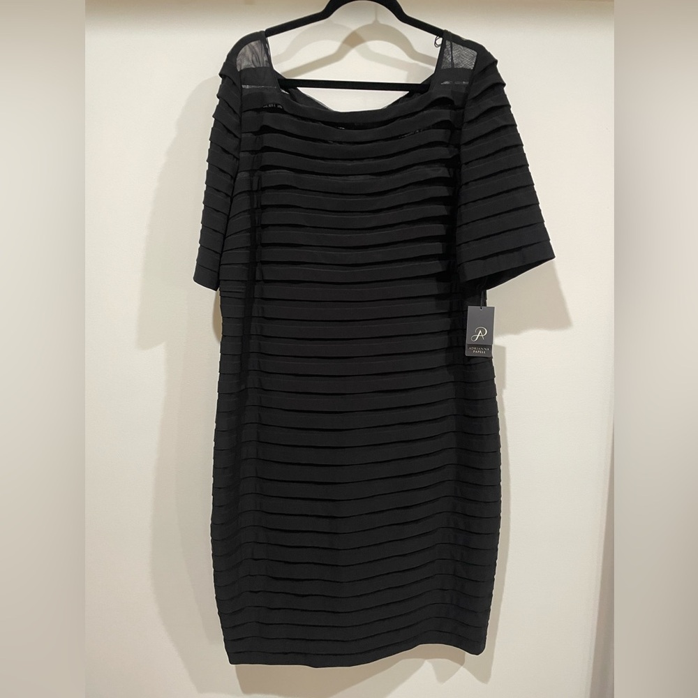 NWT Adrianna Papell Black Textured Midi Dress Size 20W
